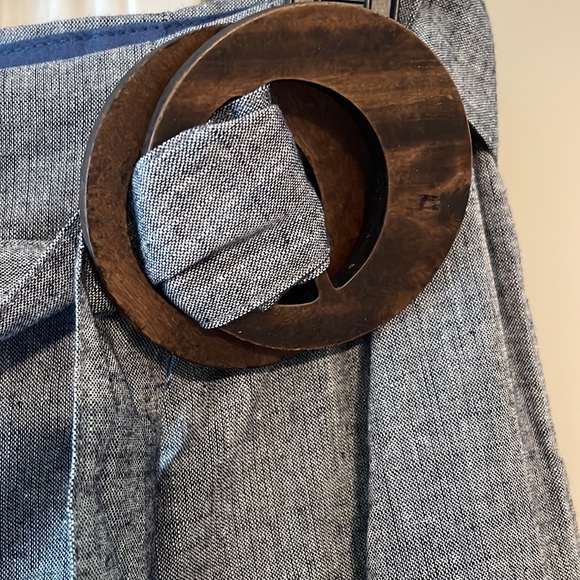 Lucca Wide Leg Navy Linen Retro Buckle XS Pants - Picture 5 of 7